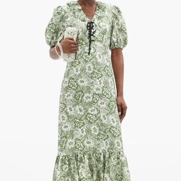 Shrimps Oakley Green and White Floral Midi Dress Size medium - Picture 1 of 7